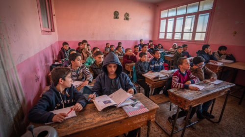 Niños en un colegio financiado por Islamic Relief en el norte de Siria.